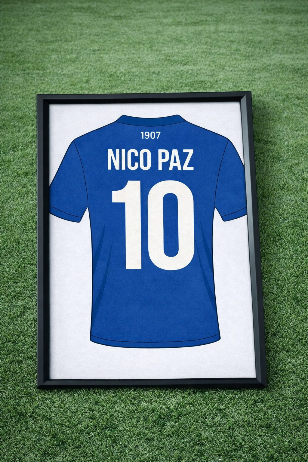 Quadro Maglia Biancoblù Personalizzato - Cornice Moderna A5 | SoccerFrame